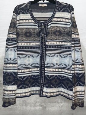 Tantrums Blue Multi Patterned Boho Open-Front Cardigan